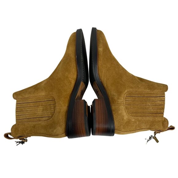 COACH Bowery Chelsea Booties Boots Camel Tan Suede Rexy Charms Womens Size 5 NWO - Picture 4 of 7